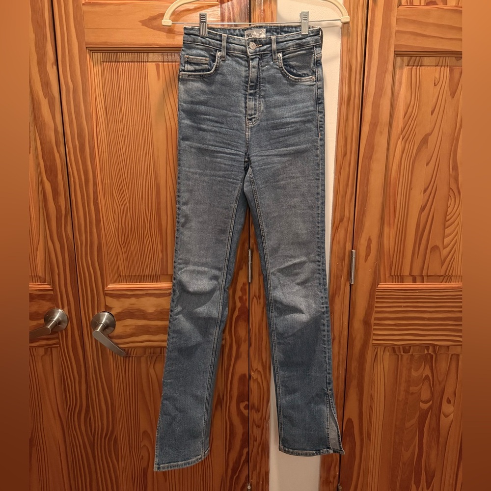 Zara High Rise Split Skinny Jeans